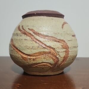 Vintage Artistic Pottery Vase with Earthy Tones 1976 Stamped